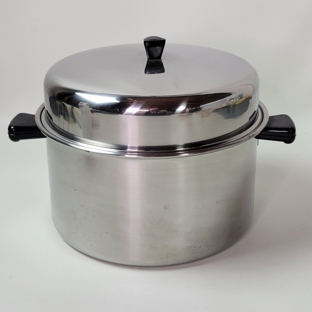 Carlton Ware Stainless Steel Stock Pot with High Dome Lid USA 10"